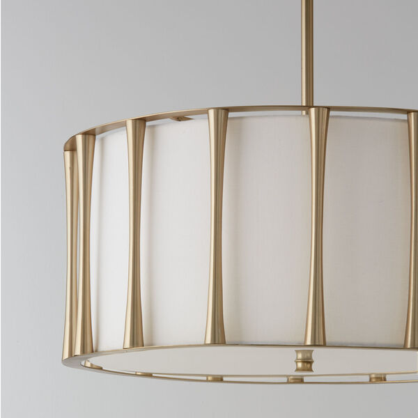 Bodie Matte Brass Four-Light Pendant with White Fabric Shade with Frosted Acrylic Diffuser, image 3