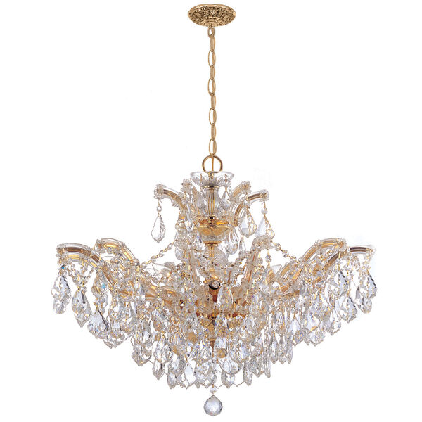 Maria Theresa Polished Gold Six-Light Convertible Chandelier with Hand Polished Crystals, image 2