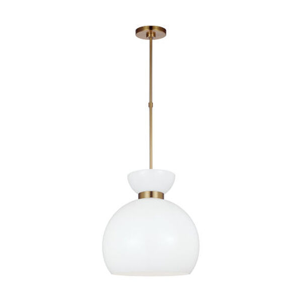 Londyn Burnished Brass One-Light Pendant with Milk White Shade, image 2