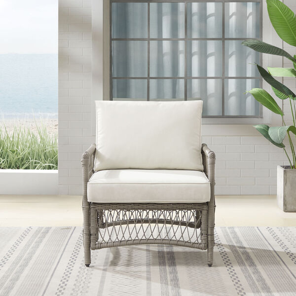 Thatcher Creme and Driftwood Outdoor Wicker Armchair, image 3