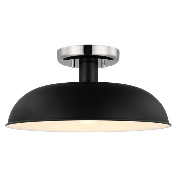 Colony Matte Black and Polished Nickel 15-Inch One-Light Semi Flush Mount, image 2