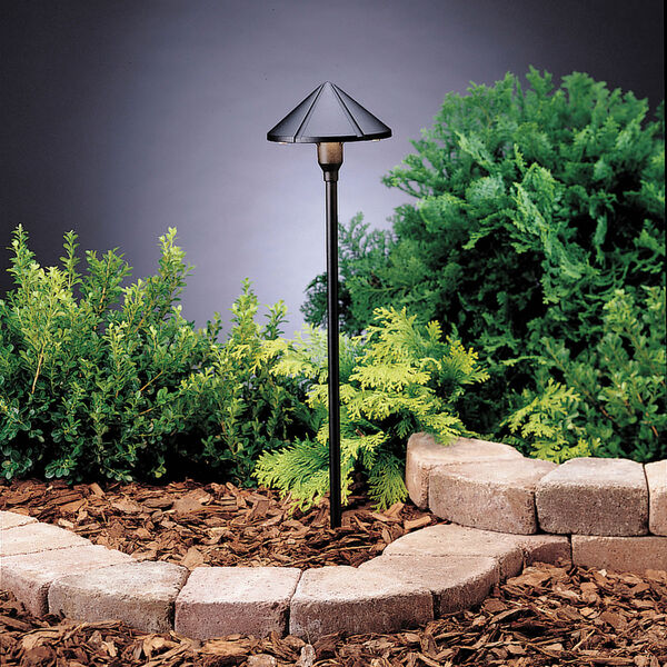 Six Groove Textured Black 23-Inch One-Light Landscape Path Light, image 1