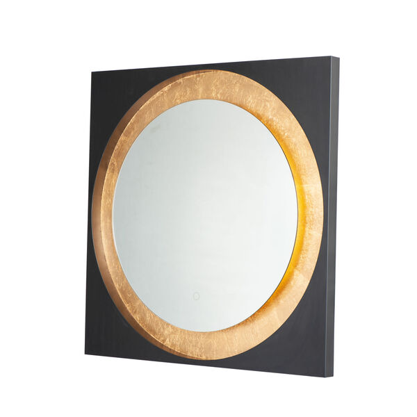 Floating Gold Leaf and Black 32-Inch LED Lighted Mirror, image 1