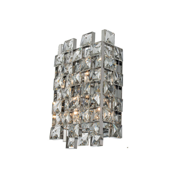 Piazze Polished Chrome Three-Light Wall Sconce with Firenze Crystal, image 1
