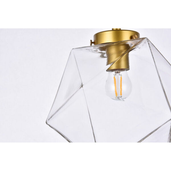 Lawrence Brass and Clear One-Light Semi-Flush Mount, image 4