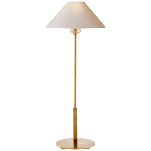 Hackney Table Lamp in Hand-Rubbed Antique Brass with Natural Paper Shade by J. Randall Powers, image 1