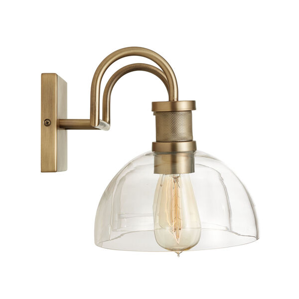 Aged Brass Two-Light Bath Vanity with Clear Glass, image 5
