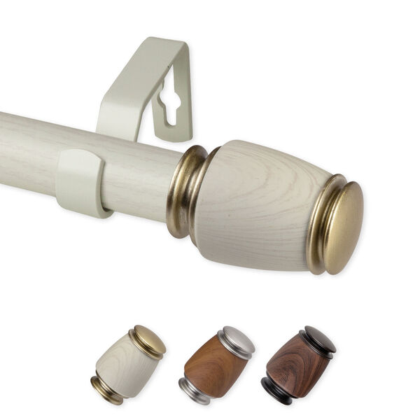 Romilda Pearl White 28-48 Inch Faux Wood Curtain Rod, image 2