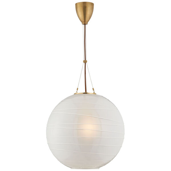 Hailey Medium Round Pendant in Natural Brass with Frosted Glass by Alexa Hampton, image 1