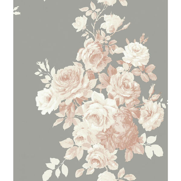 Tea Rose Blush and Grey Wallpaper - SAMPLE SWATCH ONLY, image 1