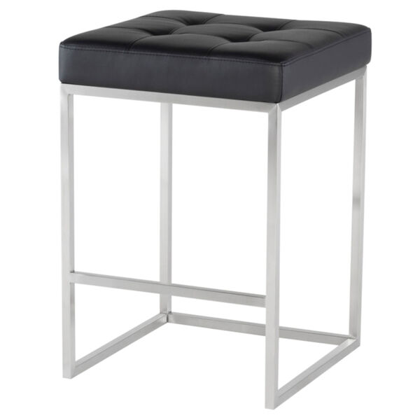 Chi Matte Black and Silver Counter Stool, image 1