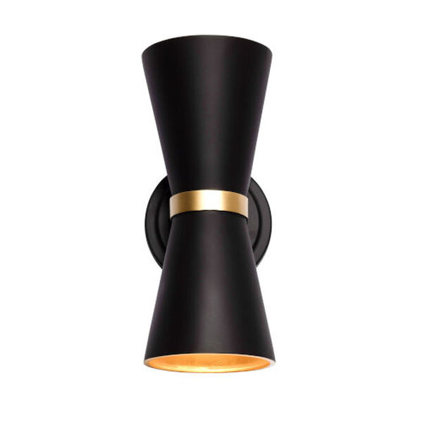 Mad Hatter Matte Black French Gold Two-Light Wall Sconce, image 1