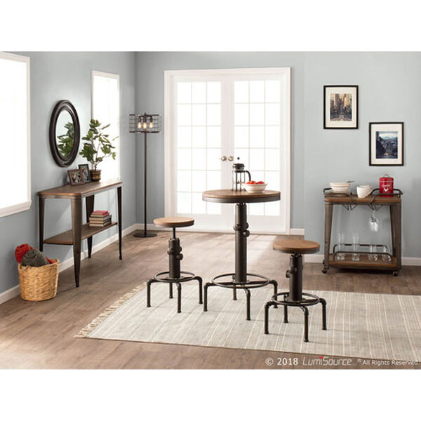 Hydra Vintage Black and Brown Bar Stool with Foot Ring, image 4