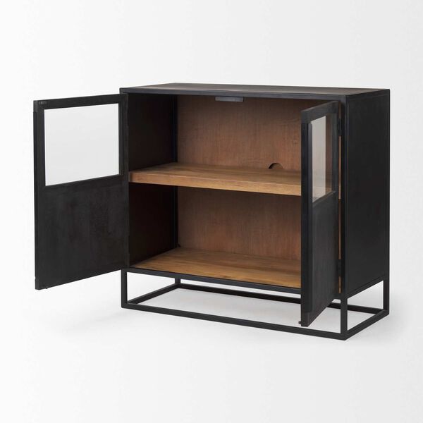 Sloan Black and Brown Metal Frame Accent Cabinet, image 6