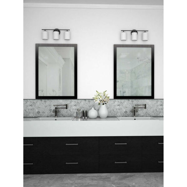 P2159-31: Replay Black Three-Light Bath Vanity with Etched Glass, image 3