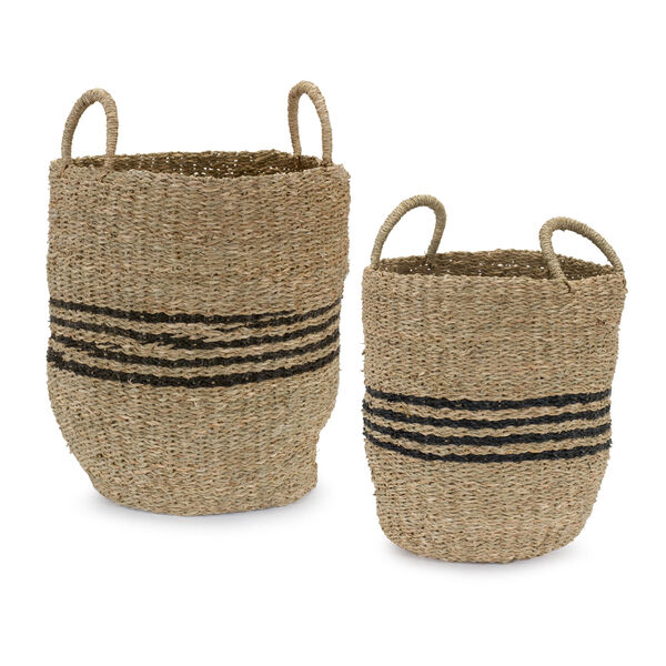 Beige Gray Seagrass Basket , Set of Two, image 1