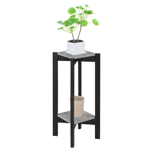 Planters and Potts Faux Cement Black Particle Board Deluxe Square Plant Stand, image 2