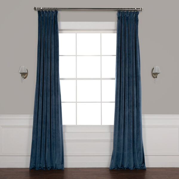 Blue 84 x 50 In. Plush Velvet Curtain Single Panel, image 1