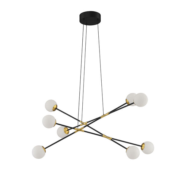 Calipso Black and Brass Eight-Light LED Pendant, image 1
