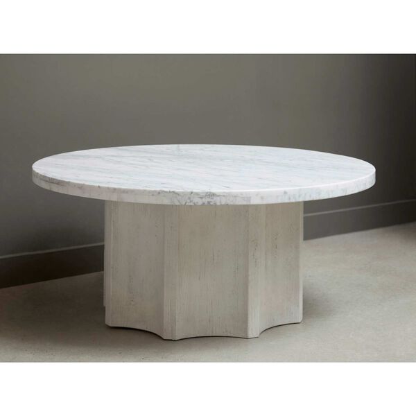 Pulaski Accents White 40-Inch Round Cocktail Table with Marble Top, image 3