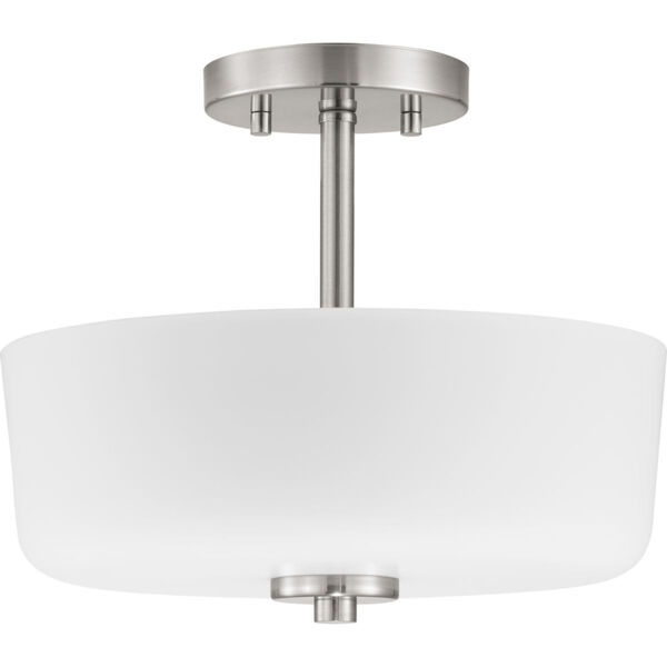 Tobin Brushed Nickel Two-Light Semi-Flush With Etched White Glass, image 1
