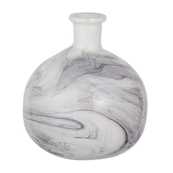 Svirla White and Black 9-Inch Round Swirl Vase, image 1