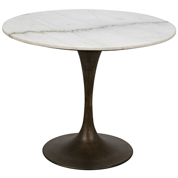 Laredo Aged Brass 36-Inch Table with White Marble Top, image 6