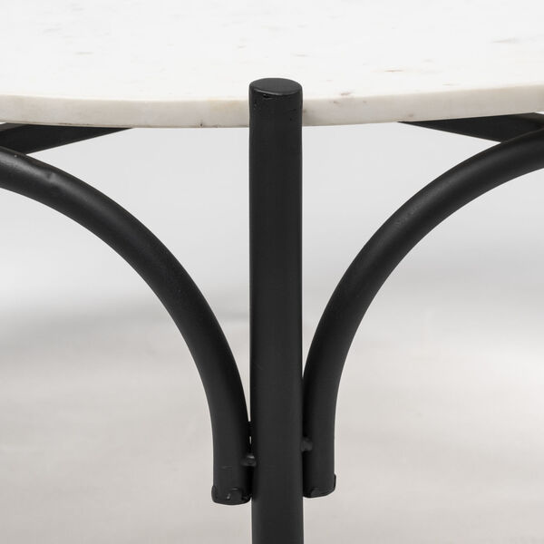 Etienne White and Black Round Marble Top Coffee Table, image 6