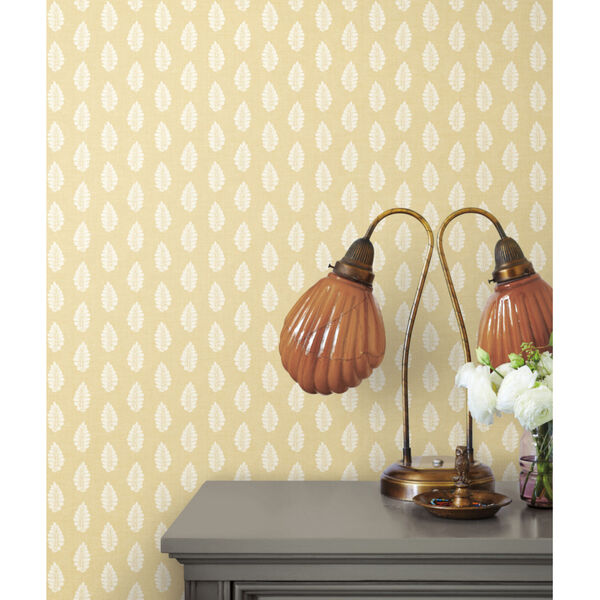Grandmillennial Yellow Leaf Pendant Pre Pasted Wallpaper, image 6
