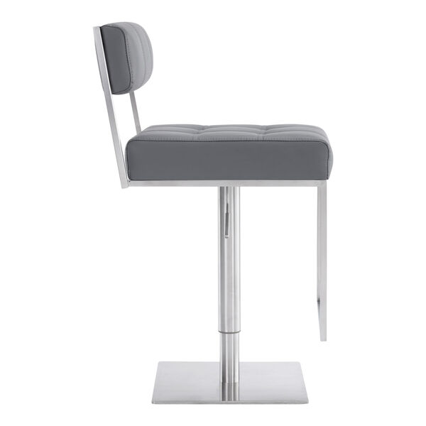 Michele Gray and Stainless Steel 34-Inch Bar Stool, image 3