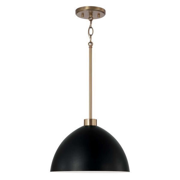 Ross Aged Brass and Black One-Light Pendant, image 1