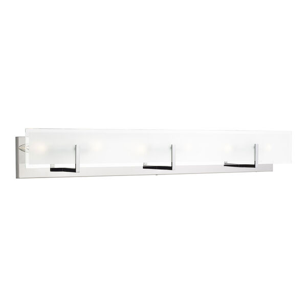 Syll Chrome Six-Light Bath Vanity with Clear Highlighted Satin Etched Shade, image 2