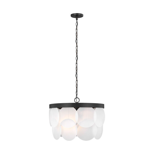 Mellita Midnight Black Six-Light Pendant with Satin Etched Shade, image 1