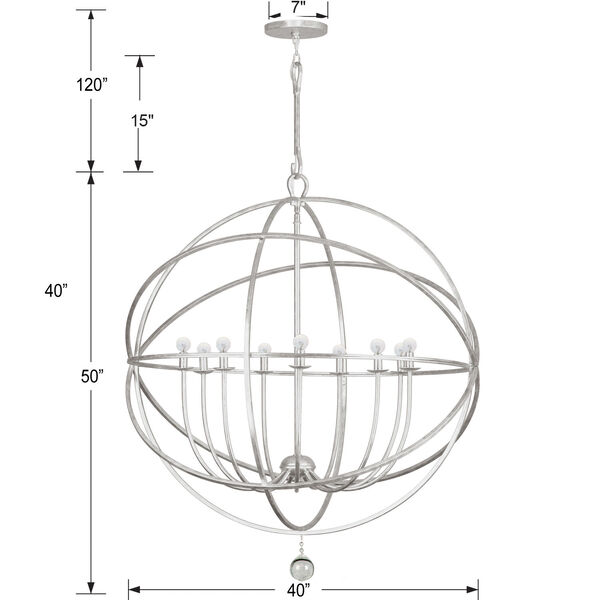 Solaris Olde Silver Nine Light Sphere Pendant, image 4