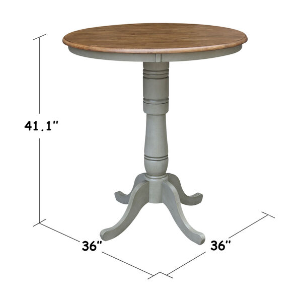 Hickory and Stone 36-Inch Width x 41-Inch Height Hardwood Round Top Bar Height Pedestal Table, image 3
