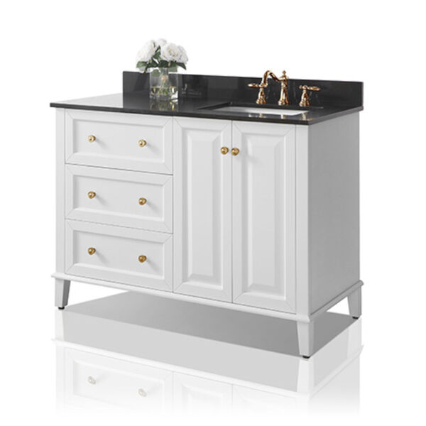 Hannah White 48-Inch Right Basin Vanity Console with Gold Hardware, image 1