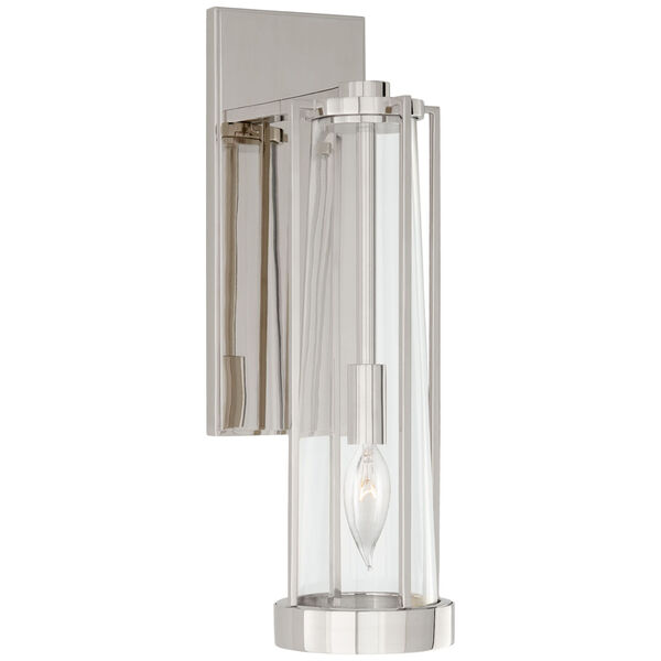Calix Bracketed Sconce in Polished Nickel with Clear Glass by Thomas O'Brien, image 1