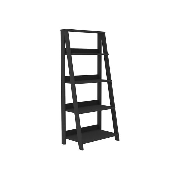 55-Inch Wood Ladder Bookshelf - Black, image 2