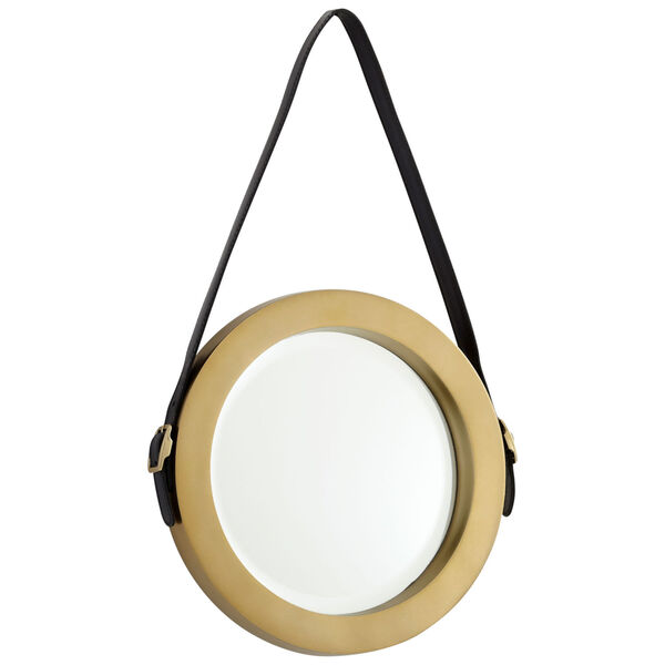 Antique Brass Round Venster Mirror, image 1
