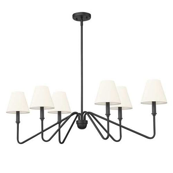 Kennedy Natural Black Six-Light Pendant with Ivory Linen shade, image 2