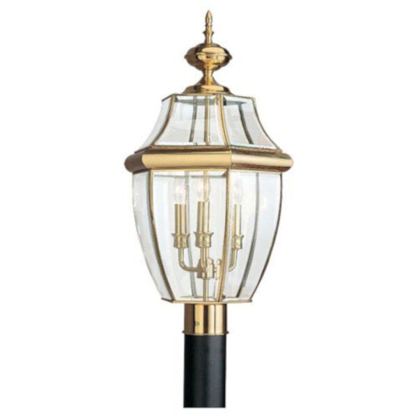 Oxford Polished Brass Post Lantern, image 1
