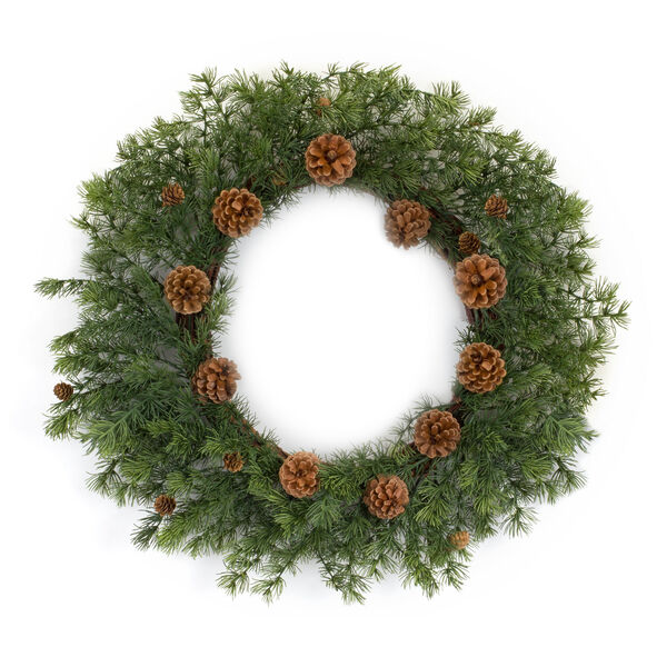 Green with Pine Cones Unlit Wreath, image 1