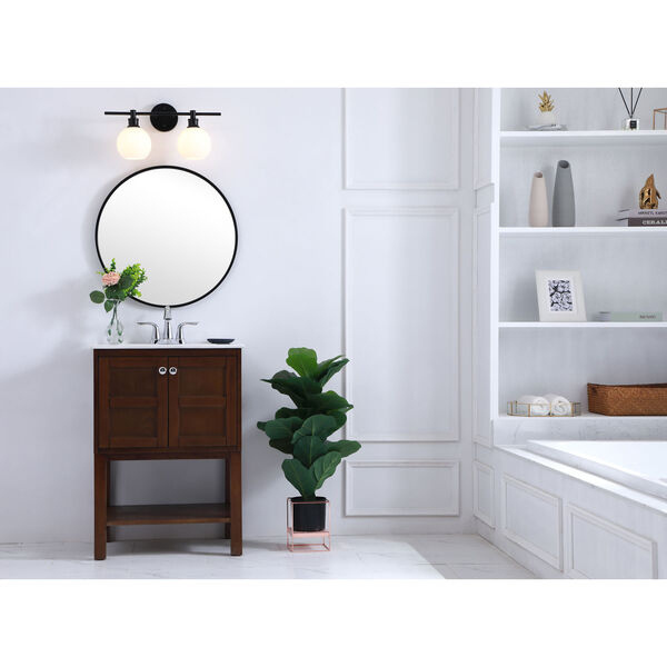 Collier Black Two-Light Bath Vanity with Frosted White Glass, image 2