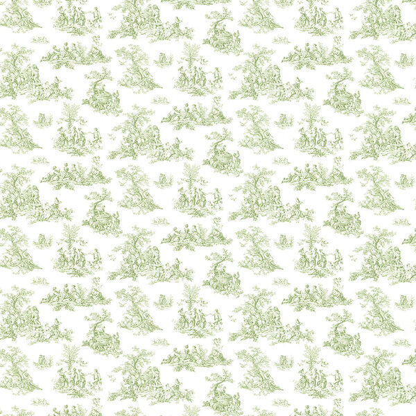 Small Toile Green Wallpaper, image 1