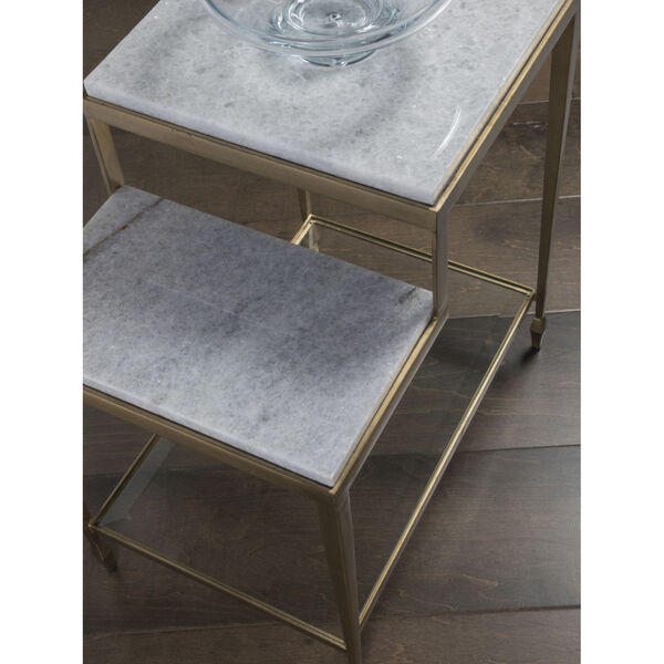 Signature Designs Antique Gold and Off White Sashay Rectangle End Table, image 3