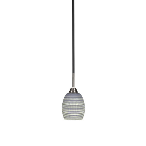 Paramount Matte Black and Brushed Nickel Five-Inch One-Light Mini Pendant with Gray Matrix Glass Shade, image 1