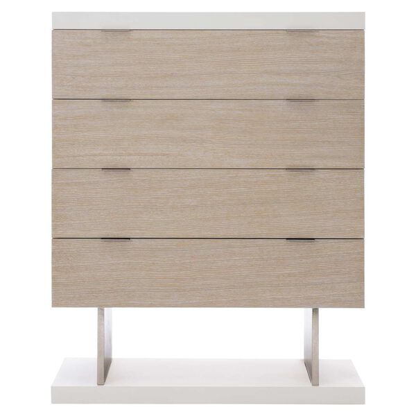 Solaria Dune, White and Shiny Nickel Tall Drawer Chest, image 3