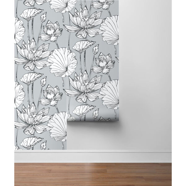 NextWall Blue Lotus Floral Peel and Stick Wallpaper, image 4