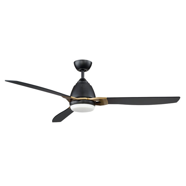 Eris Black and New Aged Brass LED Ceiling Fan with Black Blades, image 1
