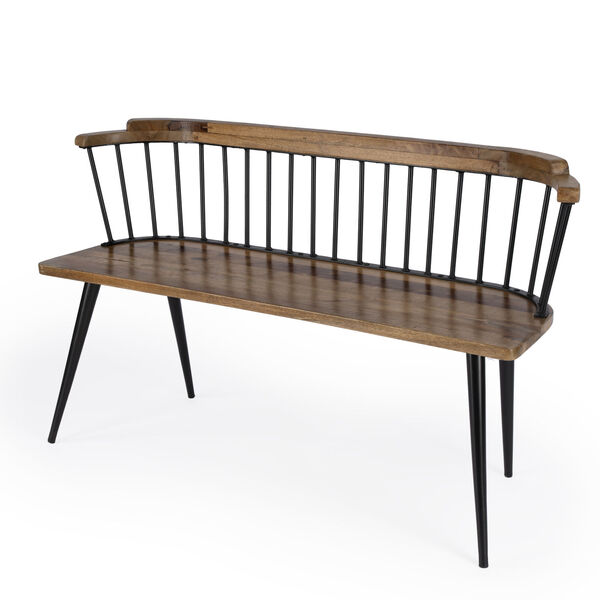 Tempe Brown and Black Spindle Back Bench, image 1